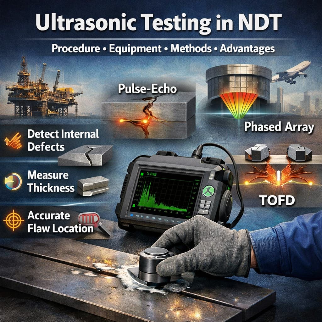 Ultrasonic Testing in NDT: Procedure, Equipment, Types and Advantages